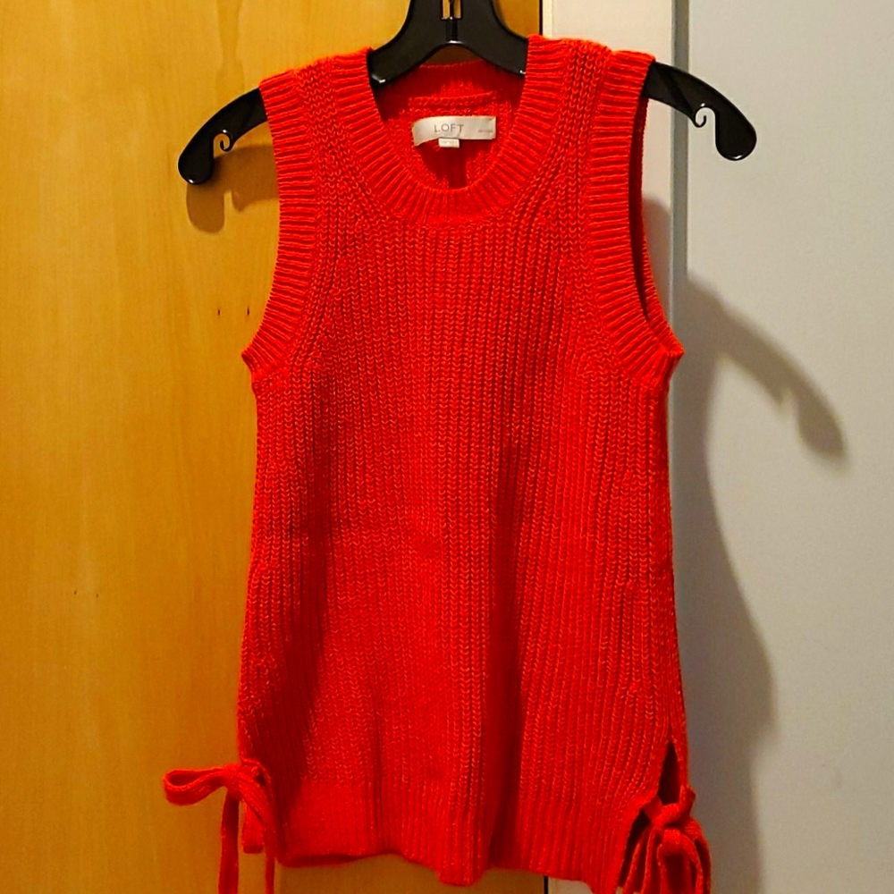 Loft Red Sleeveless Knit top